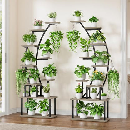 2 Pack Plant Stand Indoor with Grow Lights, 9 Tier Large Tall Plant Shelf