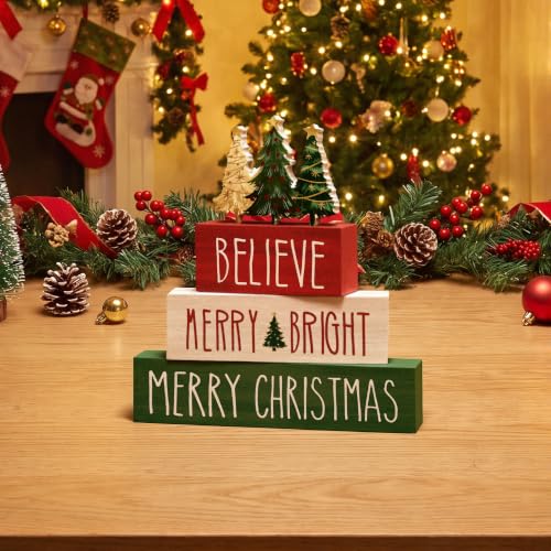 Smile Merry Christmas Wooden Signs Tabletop Indoor Decor - style: Xmas Tree