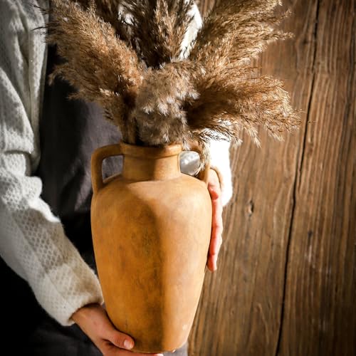 Ceramic Vase with 2 Handles, 11.41 Inch Rustic Farmhouse Vase - color: 103-2-11.4in