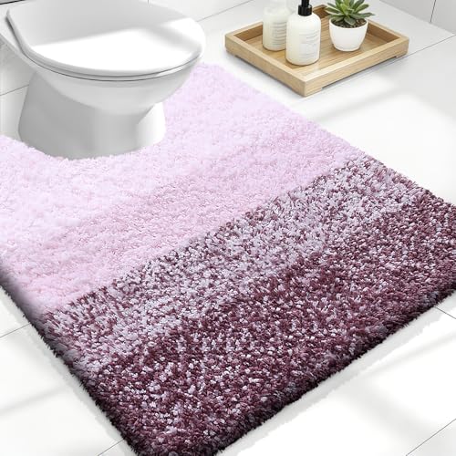 OLANLY Luxury Toilet Rugs U-Shaped 24x20, Soft Absorbent Microfiber Mat - color: Mauve, size: 24" X 20" Contour Rug