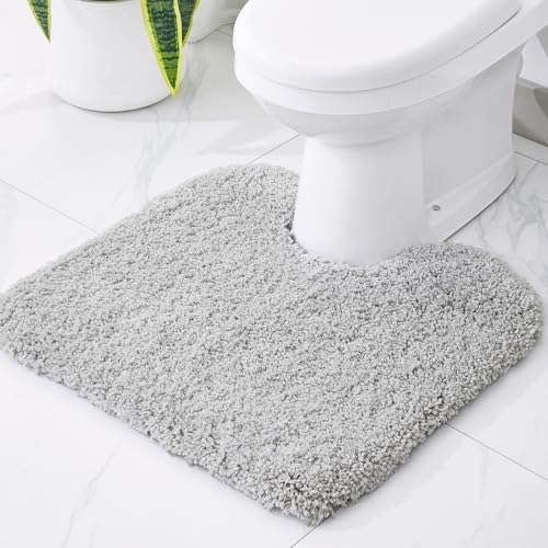 Disolla Toilet Rug 22x24 Gray, Non-Slip Soft Toilet Mat U-Shaped Washable - color: Grey, size: 1'10" x 2' (22''x24'' Toilet Rug)