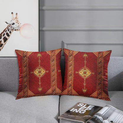 Britimes Throw Pillow Covers Set of 2, 18 x 18 Inch, Red Boho - color: Ethnic Tribal 14, size: 18" x 18" (Pack of 2)