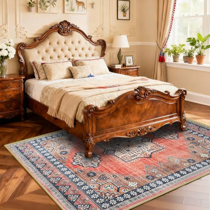 Boho Persian 5x7 Rust Area Rug for Living Room Dining Room Office Bedroom - color: Warm Rust, size: 5 x 7 feet