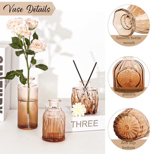 Set of 36 Glass Bud Vases Small Flower Vases for Centerpieces(Amber) - color: Amber