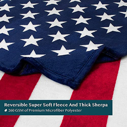 PAVILIA US Flag Patriotic Fleece Throw Blanket, American Home Gift, 50x60 - color: American Flag, size: 50 x 60 Inches - Throw
