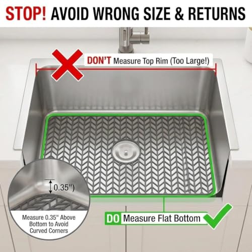 AWOKE Sink Protectors for Kitchen Sink 26x14in Center Drain Sink Mat - size: 26 x 14 Center Drain