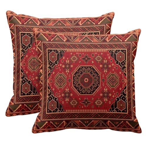 Britimes Throw Pillow Covers Set of 2, 18 x 18 Inch, Aztec Red - color: Ethnic Tribal 13, size: 18" x 18" (Pack of 2)