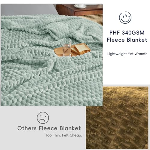 PHF Soft Cozy Fleece Throw Blanket, 340GSM Lightweight Warmth, Sage Green - color: Sage Green, size: Throw(50"x60")