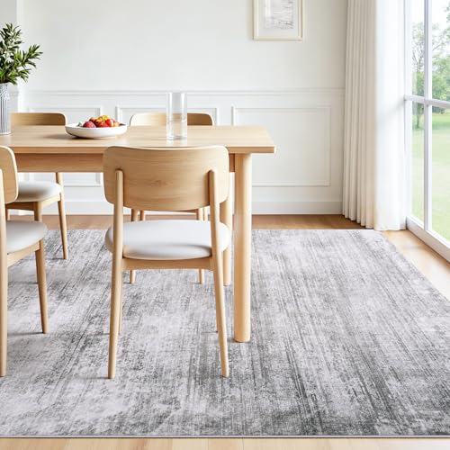 Tosuoka Washable Rug 8x10 Area Rugs for Living Room, Gray Abstract Soft - color: Grey, size: 8' x 10' (Rectangular)