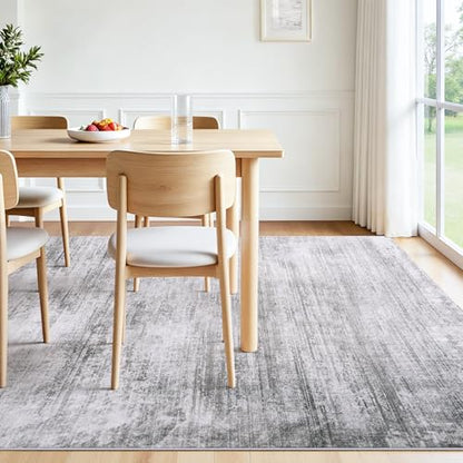 Tosuoka Washable Rug 8x10 Area Rugs for Living Room, Gray Abstract Soft - color: Grey, size: 8' x 10' (Rectangular)