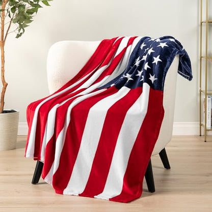 PAVILIA US Flag Patriotic Fleece Throw Blanket, American Home Gift, 50x60 - color: American Flag, size: 50 x 60 Inches - Throw