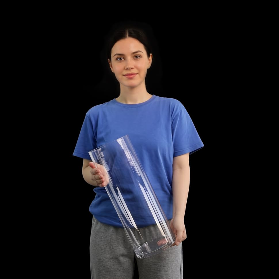 CYS EXCEL Cylinder Clear Glass Vase (H-16" D-6") | Multiple Size Choices Glass Flower Vase Centerpieces | Hurricane Floating Candle Holder Vase - size: H-16" D-6"