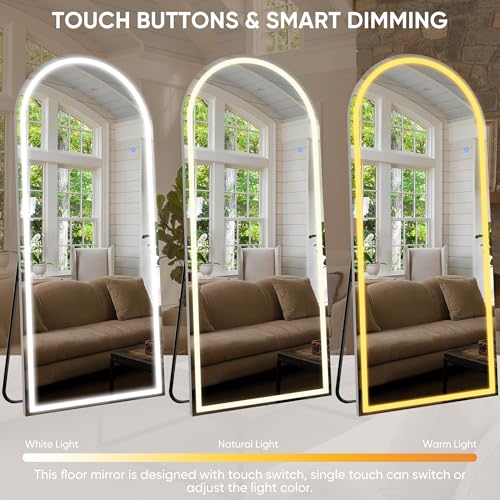 Antok 56"x20" LED Full Length Mirror, Lighted Floor Mirror, Arched - size: 56"L x 20"W, style: Arched Style