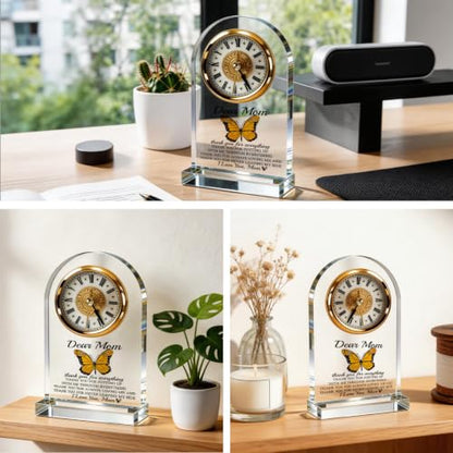WKYAER Acrylic Desk Clock for Mom, Sentimental Keepsake with Heartfelt Message, Thank You Mom for Everything, Family Appreciation Gift, Mother's Day Birthday Gift from Daughter, 4.3 x 7.8 in - color: Gift 17