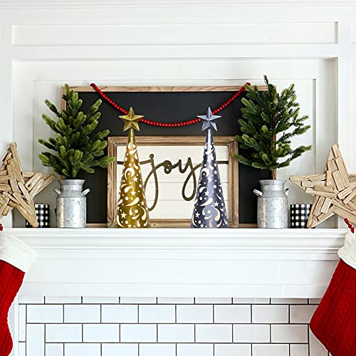 YEAHOME Christmas Decorations Indoor, 2 Pack Lighted Christmas Table Decor with Star and LED Lights Battery Operated Home Decor, Xmas Holiday Wedding Party Tabletop Desk Ornament (Gold, Silver)