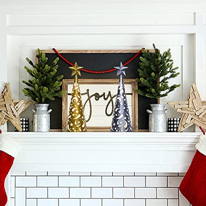 YEAHOME Christmas Decorations Indoor, 2 Pack Lighted Christmas Table Decor with Star and LED Lights Battery Operated Home Decor, Xmas Holiday Wedding Party Tabletop Desk Ornament (Gold, Silver)