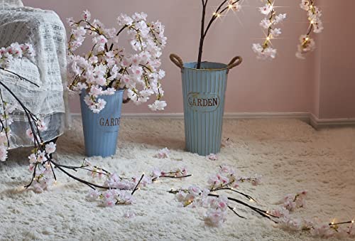 LITBLOOM Cherry Blossom Garland with Lights Battery Operated with Timer 96 Fairy Lights, Lighted Flower Garland 6FT for Mantle Firepalce Wedding Party Decoration Indoor Outdoor - style: Pink Cherry