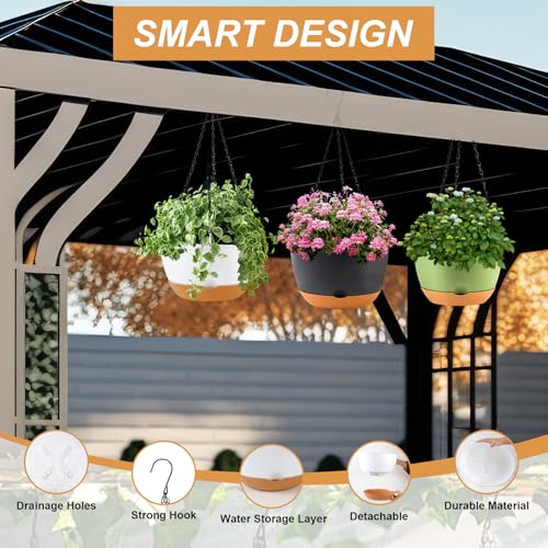 KPUVX Hanging Planters, 10 inch, 3 Pack,Green - color: Green, size: 10 inch