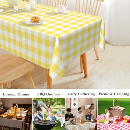 Mulbozy 2 Pcs Yellow Gingham Tablecloth, Yellow Checkered Table Cloth - color: Checkered-yellow, size: 54" X 108" Rectangle