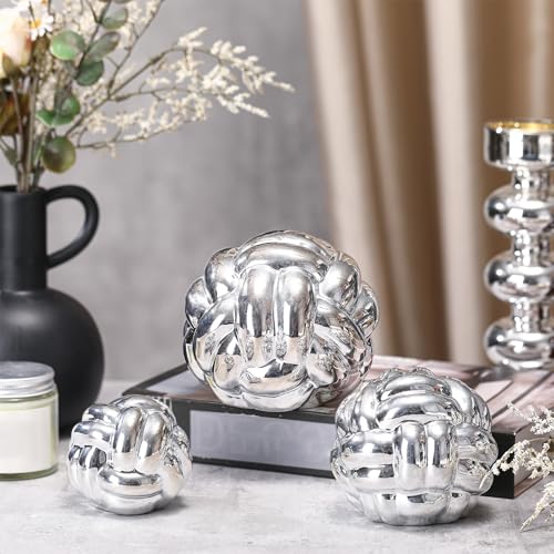 Wenqik Silver 3 Pcs Knot Decor Chain Link Living Room Decor, 3 Sizes - color: Silver