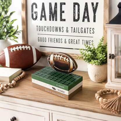 Smile Fall Wooden Decor Signs Football FALL Y'ALL Tiered Tray Tabletop Signs for Autumn Harvest Thanksgiving Game Day Decor - style: Football