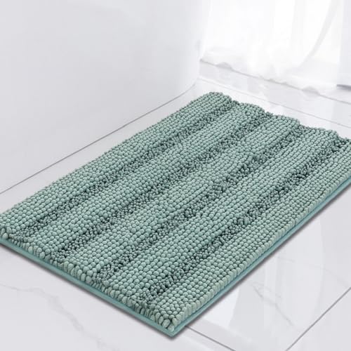 Turquoize Small Bathroom Rug 17x24, Chenille Bath Rug, Duckeggshell Blue - color: Duckegg Blue, size: 17" x 24"