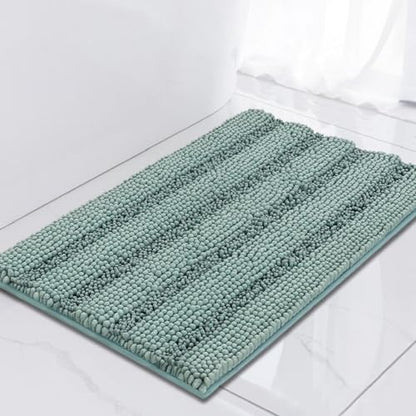Turquoize Small Bathroom Rug 17x24, Chenille Bath Rug, Duckeggshell Blue - color: Duckegg Blue, size: 17" x 24"