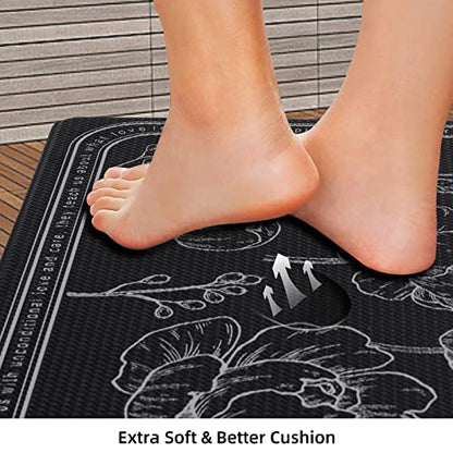 Kitchen Floor Mat Set of 2, Anti Fatigue Kitchen Mat 20"x32"+20"x59" - color: Black, size: 20"x32"+20"x59"