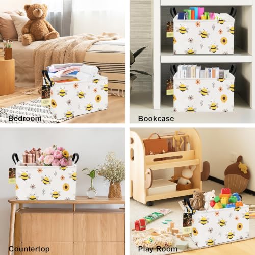Rectangle Foldable Storage Basket Handles For Home, Bee - color: REC-Bee