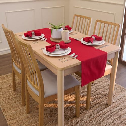 Encasa XO Table Runner, Cotton Canvas Dining Runner 13"x72" - color: Deep Red, size: 13x72 in