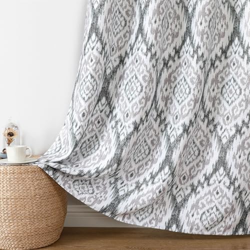 Joydeco Printed Curtains 84 inches Long,Vintage Floral Curtains for Living Room 2 Panels,52 x 84 inch Rod Pocket Thermal Insulated Bohemian Drapes for Bedroom,Dining Room,Grey - color: Gery, size: 52"W x 84"L (Pack of 2)