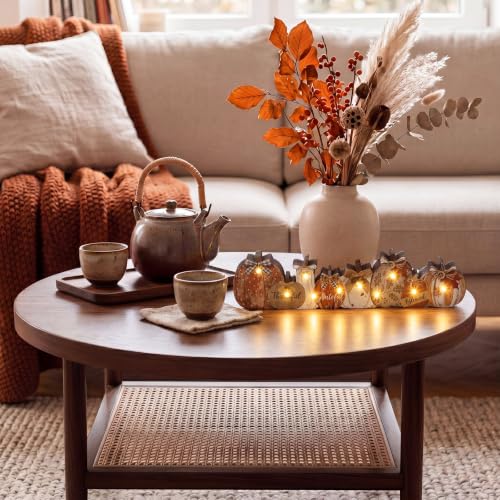 Yousoontic Fall Table Decorations, Light up Pumpkin Table Centerpieces Rustic Wooden Sign Decor with LED Lights 3D Block Pumpkin Decor for Autumn Thanksgiving Harvest Farmhouse Home Mantel Desk Party - style: Rustic Pumpkin