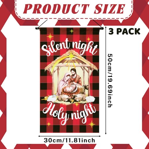Tegeme 3 Pcs Nativity Christmas Door Sign Flag Christmas Holy Night Door Banner Jesus Nativity Flag 12 x 19 Inch Holiday Hanging Decoration for Home Outdoor - style: Xmas