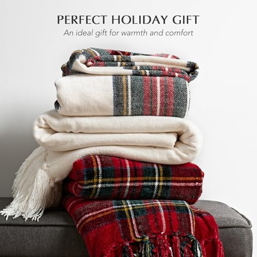 EverGrace Chenille Christmas Throw Blanket, 60"x80", Red Stewart Plaid - color: Plaid Christmas Red, size: 60"x80"