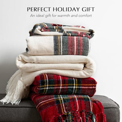 EverGrace Chenille Christmas Throw Blanket, 50"x60", Red Stewart Plaid - color: Plaid Christmas Red, size: 50"x60"