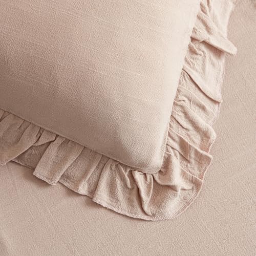 Foindtower Linen Fringe Ruffle Throw Pillow Covers 18×18 Inch Light Pink - color: Light Pink, size: 18" x 18" (Pack of 2)