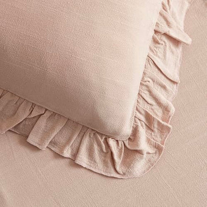 Foindtower Linen Fringe Ruffle Throw Pillow Covers 18×18 Inch Light Pink - color: Light Pink, size: 18" x 18" (Pack of 2)
