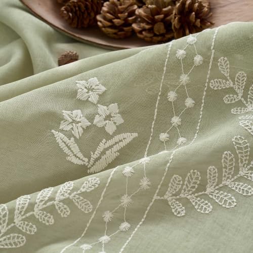 jinchan Floral Sheer Curtains, Back Tab 50x84 Inch, 2 Panels Green - color: S | Green, size: 50"W x 84"L (Pack of 2)