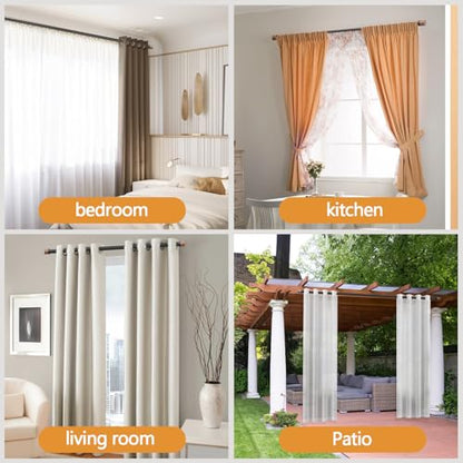 2 Pack Boho Rustic Adjustable Wood Curtain Rod 32-45 Inch, Black - color: Black, size: 32"-45"|2 PACK