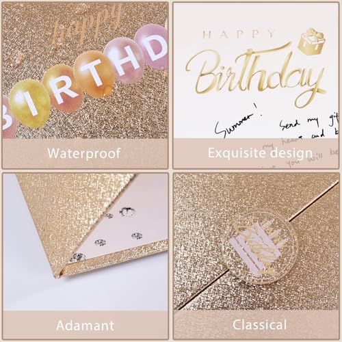 Crenics Champagne Gold Birthday Guest Sign in Book Alternative 18" x 12" - color: Champagne Gold