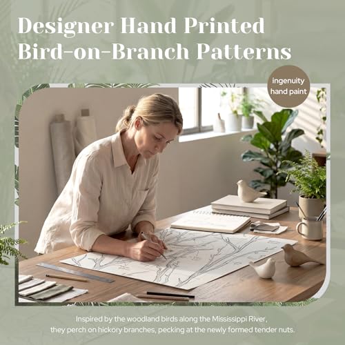 HOMEIDEAS White Semi Sheer Curtains 96 Inches Long,Birds on Branch,2 Panels - color: White - Birds on Branch, size: 52"W x 96"L (Pack of 2)
