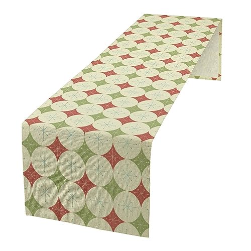 Christmas Table Runner, Retro Mid Century Abstract Geometric Stars Pattern Boho 1960s Atomic Modern Print Table Runner for Holiday Home Picnic Party Wedding Buffet Parties Camping 13x36 Inch - color: Mid Century-3, size: W13"x L36"