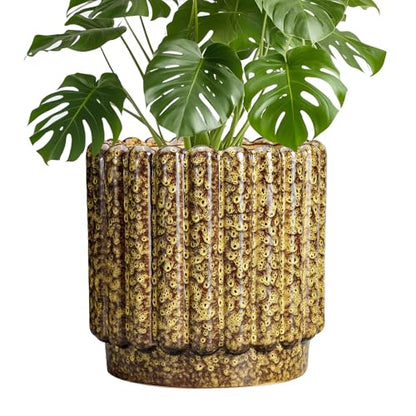 Ceramicfor Ceramic Planter, 9.6 Inch, Yellow - color: Leopard Print Yellow, size: 9.6 Inch