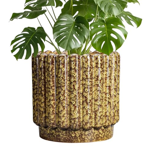 Ceramicfor Ceramic Planter, 9.6 Inch, Yellow - color: Leopard Print Yellow, size: 9.6 Inch