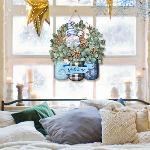 Christmas Decor Wreath for Front Door Xmas Door Sign, Snowflake - style: Snowflake