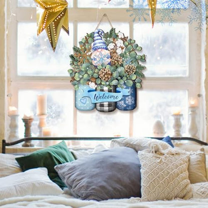 Christmas Decor Wreath for Front Door Xmas Door Sign, Snowflake - style: Snowflake