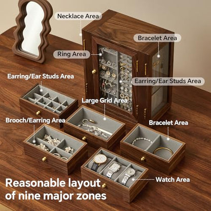 360 Rotating Design Wooden Jewelry Box for Women - size: Rotation