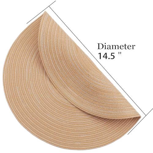 MIAOMIAO Round Placemats Set of 6 Braided Dining Table Kitchen Decor Mets - color: Black Gray
