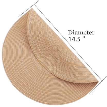 MIAOMIAO Round Placemats Set of 4 Braided Dining Table Kitchen Decor Mets - color: Z-beige-4pc