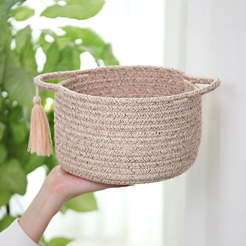 3-Pack Small Gift Basket Empty to Fill, Gift Bag & Ribbon, Natural Beige - color: Warm Brown, size: 3 Pack